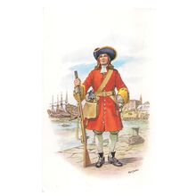 MARITIME REGIMENT OF FOOT. 1687 uniform postcard R. M. Museum, Portsmouth =