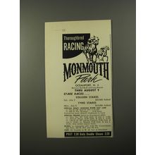 1954 Monmouth Park Race Track Ad - Thoroughbred Racing