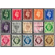 1937 -1939 King George VI ½d-1s, Dark Colours Set (15) Used C5