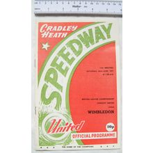 1974 Cradley Heath v Wimbledon Speedway Programme - 22nd June