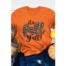 Orange Its Fall Yall Animal Print Casual T Shirt