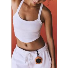 White Athletic Ribbed Cropped Cami Top