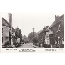 ED 185 OLD BANSTEAD -HIGH ST AND WOOLPACK INN. RP POSTCARD. COLLECTCARD REPRINT