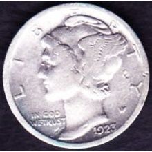 1923 USA 10 Cents Silver Coin Mercury