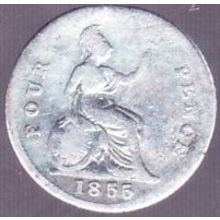 1855 Great Britain 4 Pence (Groat) Silver Coin