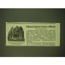 1902 Ithaca Conservatory of Music Ad - home for lady students
