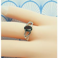 Natural Almandine Garnet 925 Sterling Silver Solitaire Ring with Box