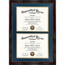 Graduationmall 14X20 Double Diploma Frame, Display 8.5X11 Certificate with Navy