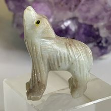 Soapstone WOLF Figurine MINI Carved Stone Coyote Dog Carving Crystal Animal 1.5"