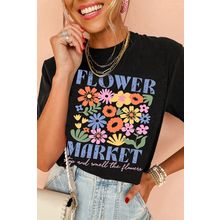 Black FLOWER MARKET Cotton Blend T Shirt