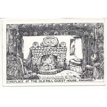 Fireplace at the Old Mill Guest House Ringwood Hampshire Sketch Postcard
