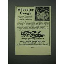 1923 Vapo-Cresoline Ointment Ad - Whooping Cough