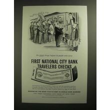 1958 National City Bank Travelers Checks Ad - Cartoon by William Steig