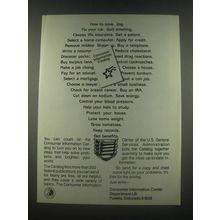 1985 Consumer Information Center Ad - How to Save