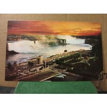 SUNSET, NIAGARA FALLS, ONTARIO, CANADA used postcard #