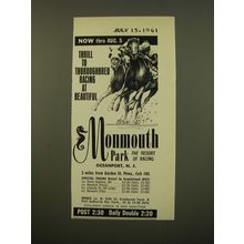1961 Monmouth Park Race Track Advertisement - Thrill to Thoroughbred