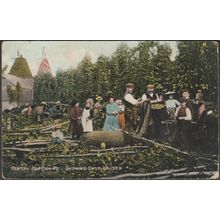 Kentish Hop Pickers, Showing Oast Houses, c.1905 - Hambrook Postcard