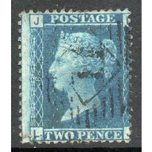 Sg45 2d BLUE plate 8 FINE USED " L J " (BLUES)