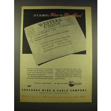 1944 Anaconda Wire & Cable Ad - Wiser to Wire Ahead