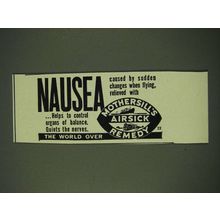 1948 Mothersill's Airsick Remedy Ad - Nausea caused by sudden changes