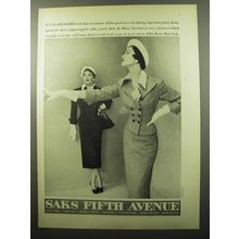 1950 Saks Fifth Avenue Suit by Harry Frechtel Advertisement - photo by Wenczel