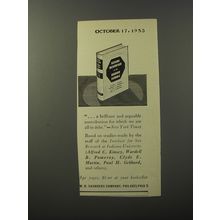 1953 W.B. Saunders Book Sexual Behavior in the Human Female Advertisement