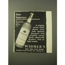 1953 Widmer's Haut Sauternes Wine Advertisement