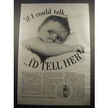 1933 Listerine Antiseptic Ad - If I could talk ..I'd tell her