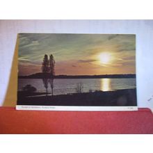 SUNSET AT HAMBLETON, RUTLAND WATER, YORKSHIRE used postcard dated 1981 =