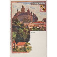 Wernigerode Schloss Gruss Aus Style German Painting Old Postcard