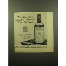 1960 Ballantine's 17 Year Old Scotch Ad - When the occasion demands it