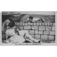 Catching Cheating Lover Spooning Lovers Old Comic RPC Postcard