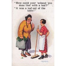 Donald McGill Domestic Violence Black Eye Lovers Argument Comic Postcard
