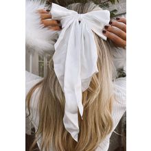 White Oversized Ribbon Bowknot Satin Hair Clip