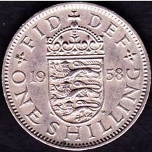 1958 Great Britain 1 Shilling Coin English