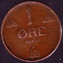 1921 Norway 1 Ore Coin