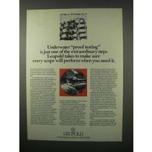 1980 Leupold Scopes Ad - Underwater Proof Testing
