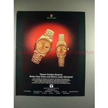 1989 Rolex Day-Date & Lady Datejust Watch Ad - Rulers!!