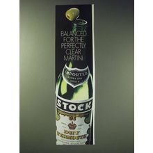 1989 Stock Dry Vermouth Ad - Balanced for the perfectly clear martini
