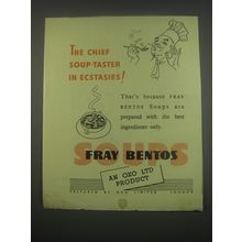 1949 Oxo Fray Bentos Soups Ad - The chief soup-taster in ecstasies