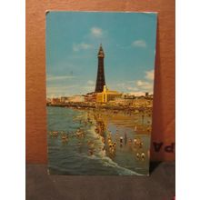 BEACH AND BLACKPOOL TOWER , LANCASHIRE used postcard 1972 pm