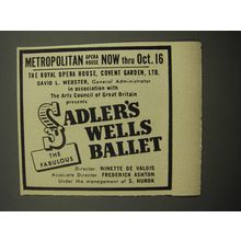 1955 Sadler's Wells Ballet Ad - Metropolitan Opera House Now thru Oct. 16