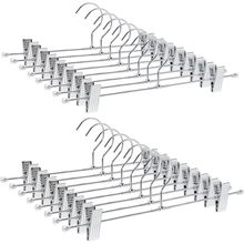 Amber Home 50 Pack Metal Pants Hangers with Clips, Heavy Duty Metal Skirt Hanger