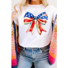 White Independence Day Splash Bow Pattern T Shirt