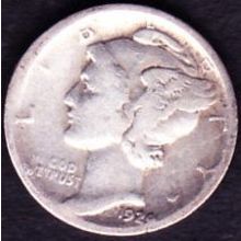 1929 D USA 10 Cents Silver Coin Mercury