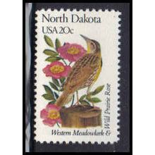 1986 20c Birds/Flowers of North Dakota Fine MNH Dry Gum V1575 (12)