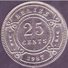 1987 Belize 25 Cents Coin