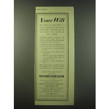 1940 Westminster Bank Ad - Your Will