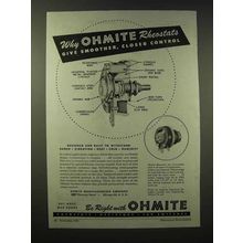 1945 Ohmite Rheostats Ad - Smoother Closer Control