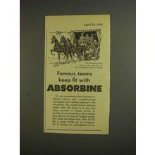 1955 Absorbine Liniment Ad - Ringling Bros Circus Team